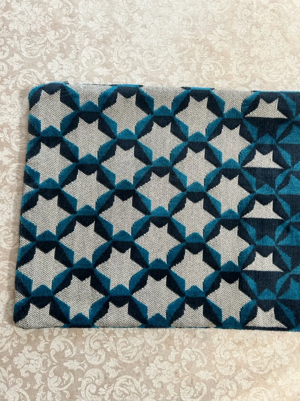 West Elm~ Blue Cut Velvet Star Lumbar Pillow Cover